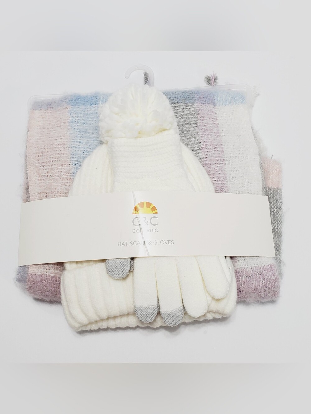 C&C California Women's Winter Hat, Glove, Scarf Set Multicolor OS Beanie